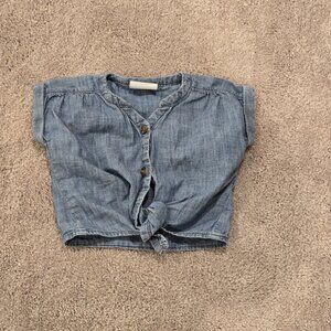 Crazy 8 Denim Chambray Tie Baby Crop Top | Size 18-24mos